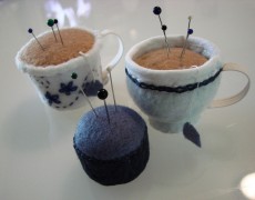 Tiny teacup pin cushion