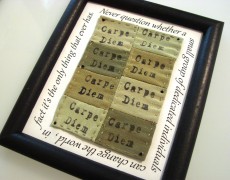 Stamped and stitched quote